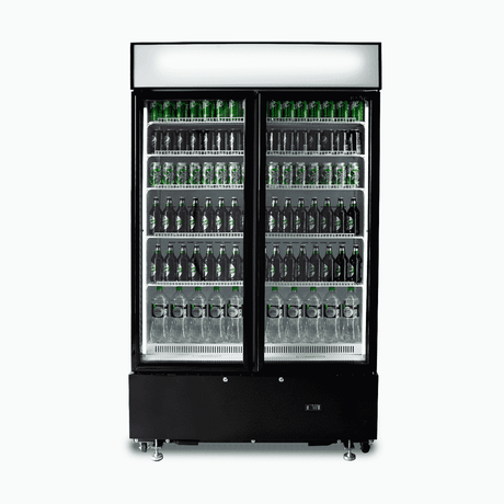 Bromic Upright Display Fridge - 960L - 2 Doors - Flat Glass - Cassette - Black - Whisk Hospitality - GM1000LBCAS