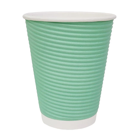 Fiesta Recyclable Hot Cup Ripple Wall Aqua 225ml (Box 500) GP421 - Whisk Hospitality - GP421