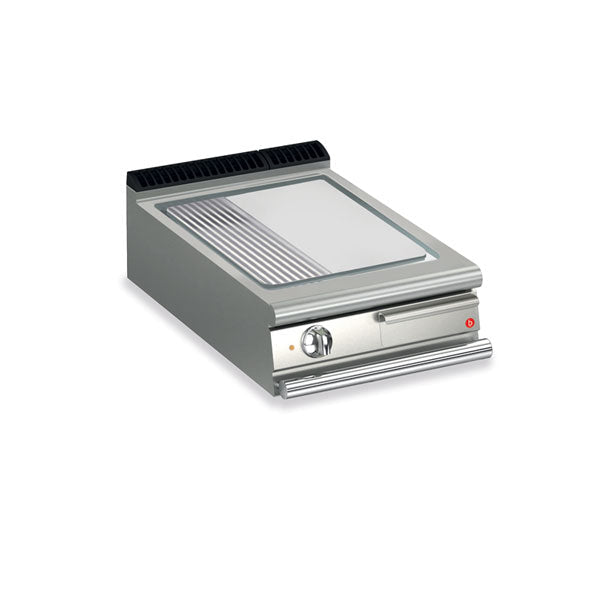 BARON 1 Burner Electric Fry Top With 2/3 Smooth 1/3 Ribbed Mild Steel Plate And Thermostatic Control - Whisk Hospitality - Q90SFT/E620