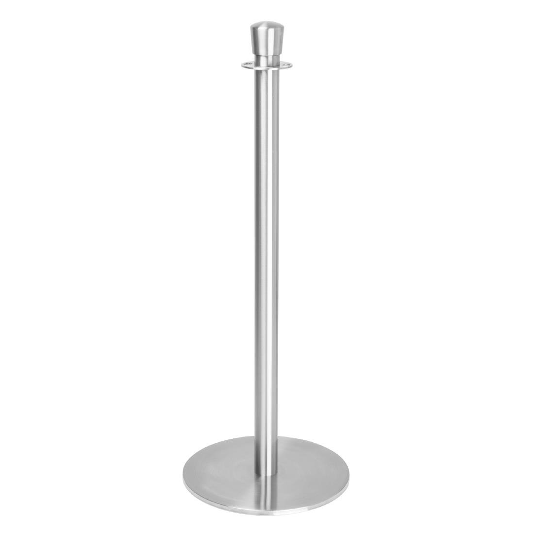 Bolero Flat Base Barrier Post Brushed Stainless Steel (Set 2) GP639 - Whisk Hospitality - GP639