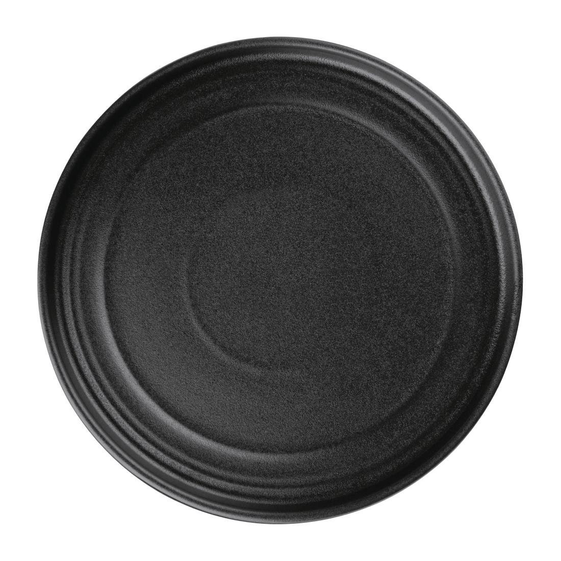 Olympia Cavolo Textured Black Flat Round Plate - 220mm (Box 6) FD909 - Whisk Hospitality - FD909