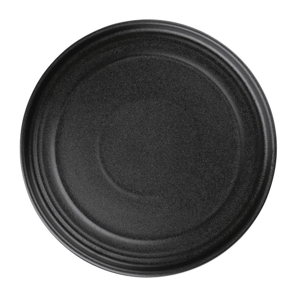 Olympia Cavolo Textured Black Flat Round Plate - 220mm (Box 6) FD909 - Whisk Hospitality - FD909