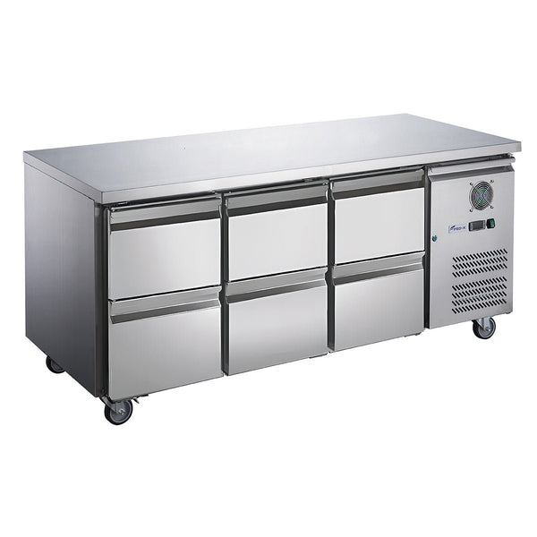 FED - X S/S Six - Door Bench Fridge with Drawers - XUB7C18S3D - Whisk Hospitality - XUB7C18S3D