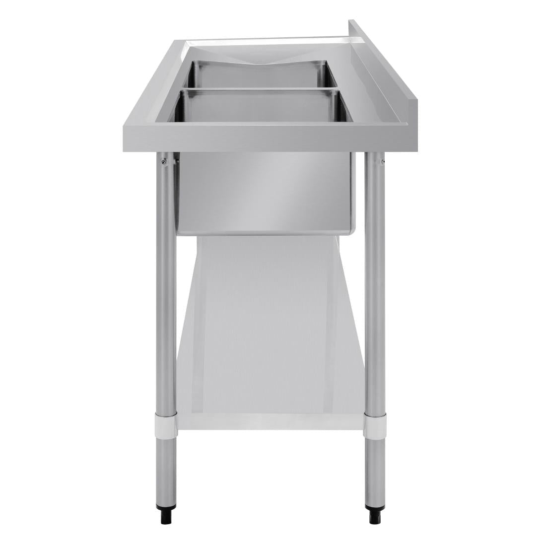 Vogue Double Bowl Sink L/H Drainer - 1800mm (90mm Drain) HC908 - Whisk Hospitality - HC908