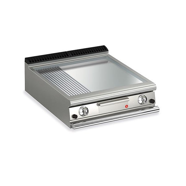 BARON 2 Burner Gas Fry Top With 2/3 Smooth 1/3 Ribbed Chrome Plate And Thermostat Control - Whisk Hospitality - Q70SFTT/G825