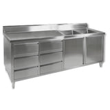 DSC - 2400R - H KITCHEN TIDY CABINET WITH DOUBLE RIGHT SINKS - Whisk Hospitality - DSC-2400R-H