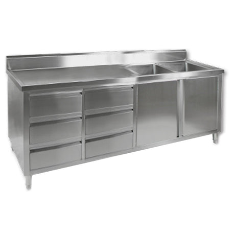DSC - 2400R - H KITCHEN TIDY CABINET WITH DOUBLE RIGHT SINKS - Whisk Hospitality - DSC-2400R-H