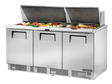 True Refrigeration Prep Table 30x 1/6 Top Pans 3 Solid Swing Doors - TFP - 72 - 30M - HC - Whisk Hospitality - TFP-72-30M-HC