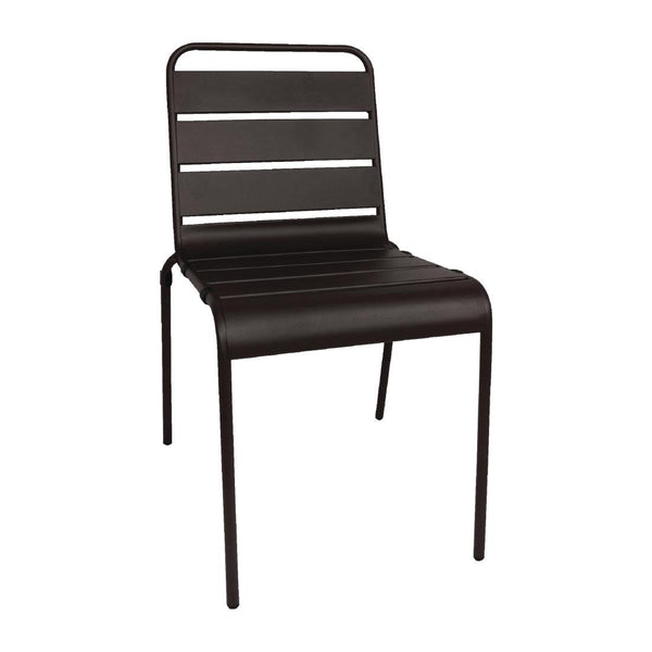 Bolero Slatted Steel Side Chair Black (Pack 4) CS728 - Whisk Hospitality - CS728