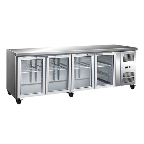 GN4100TNG - 4 Glass Door Gastronorm Bench Fridge - Whisk Hospitality - GN4100TNG
