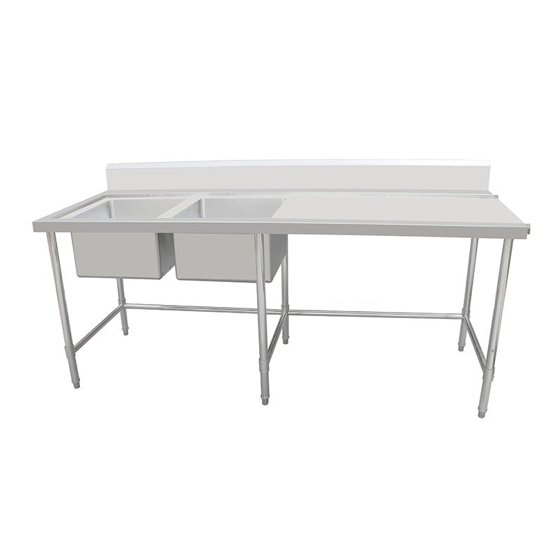 Work Bench - Double Sink with Leg Brace - Left Sink / 600 / ASD-2460L - Whisk Hospitality - 419954