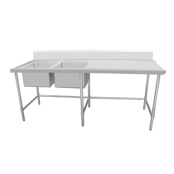 Work Bench - Double Sink with Leg Brace - Left Sink / 600 / ASD-2460L - Whisk Hospitality - 419954