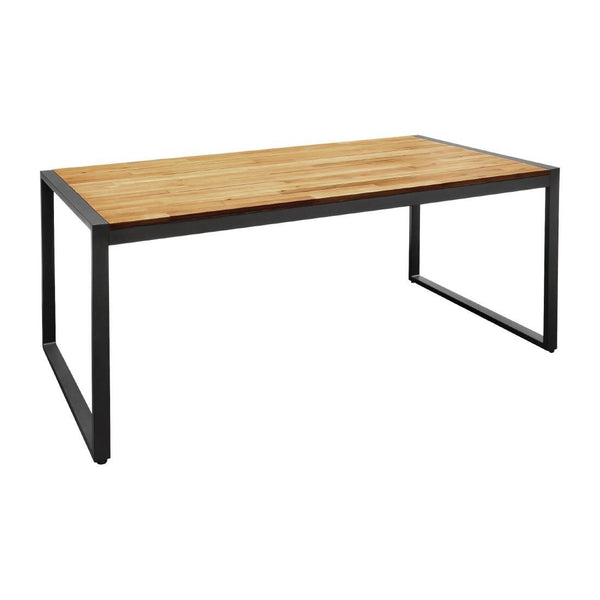 Bolero Steel & Acacia Industrial Table - 1800x900mm DS157 - Whisk Hospitality - DS157