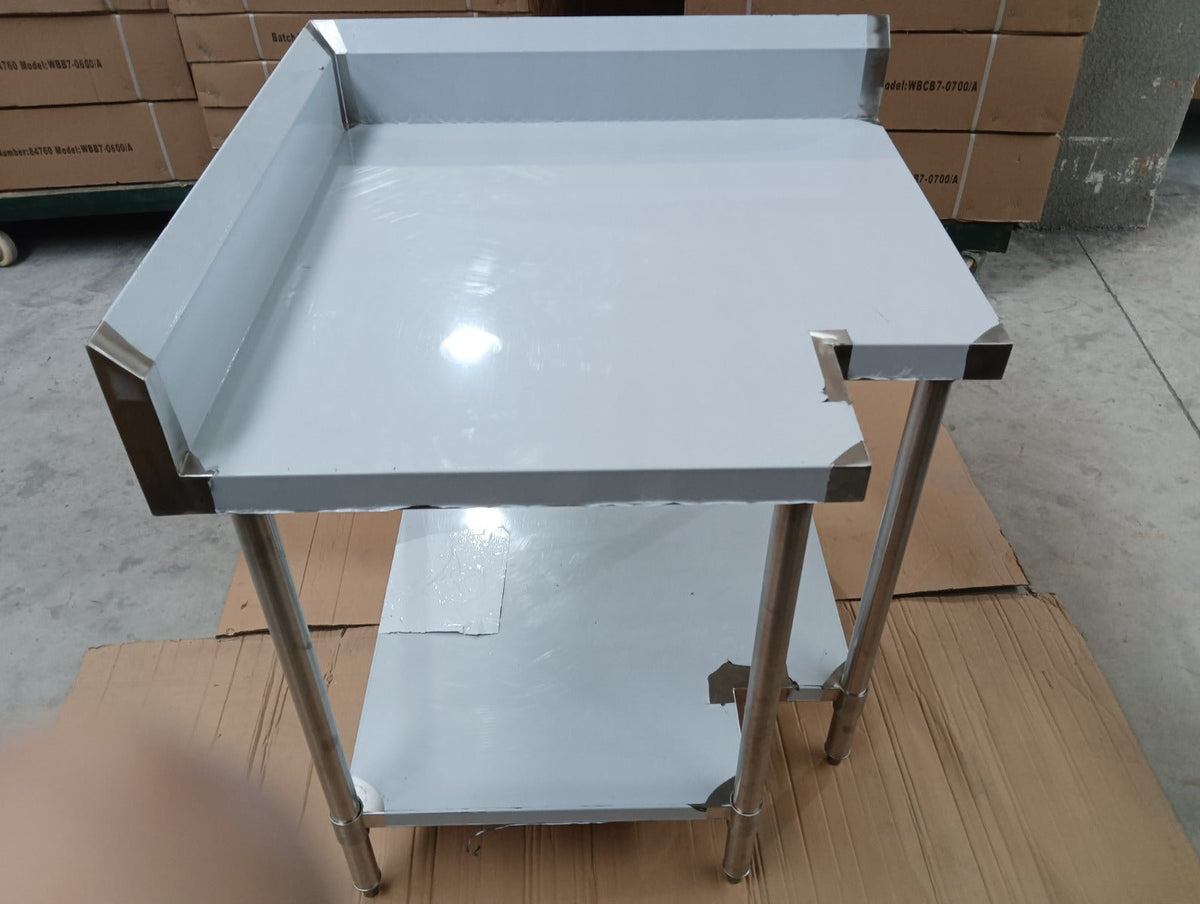 WBCB7-0900/A - Corner Workbench, 150mm Splashback & Undershelf 900x900x900mm - Whisk Hospitality - WBCB7-0900/A