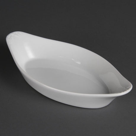 Olympia Whiteware Oval Eared Dish - 400ml 49x262x141mm (Box 6) W440 - Whisk Hospitality - W440