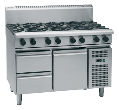 Waldorf 800 Series Rnl8806G Rb 1200Mm Gas Cooktop Low Back Version Refrigerated Base - Whisk Hospitality - RNL8806G-RB