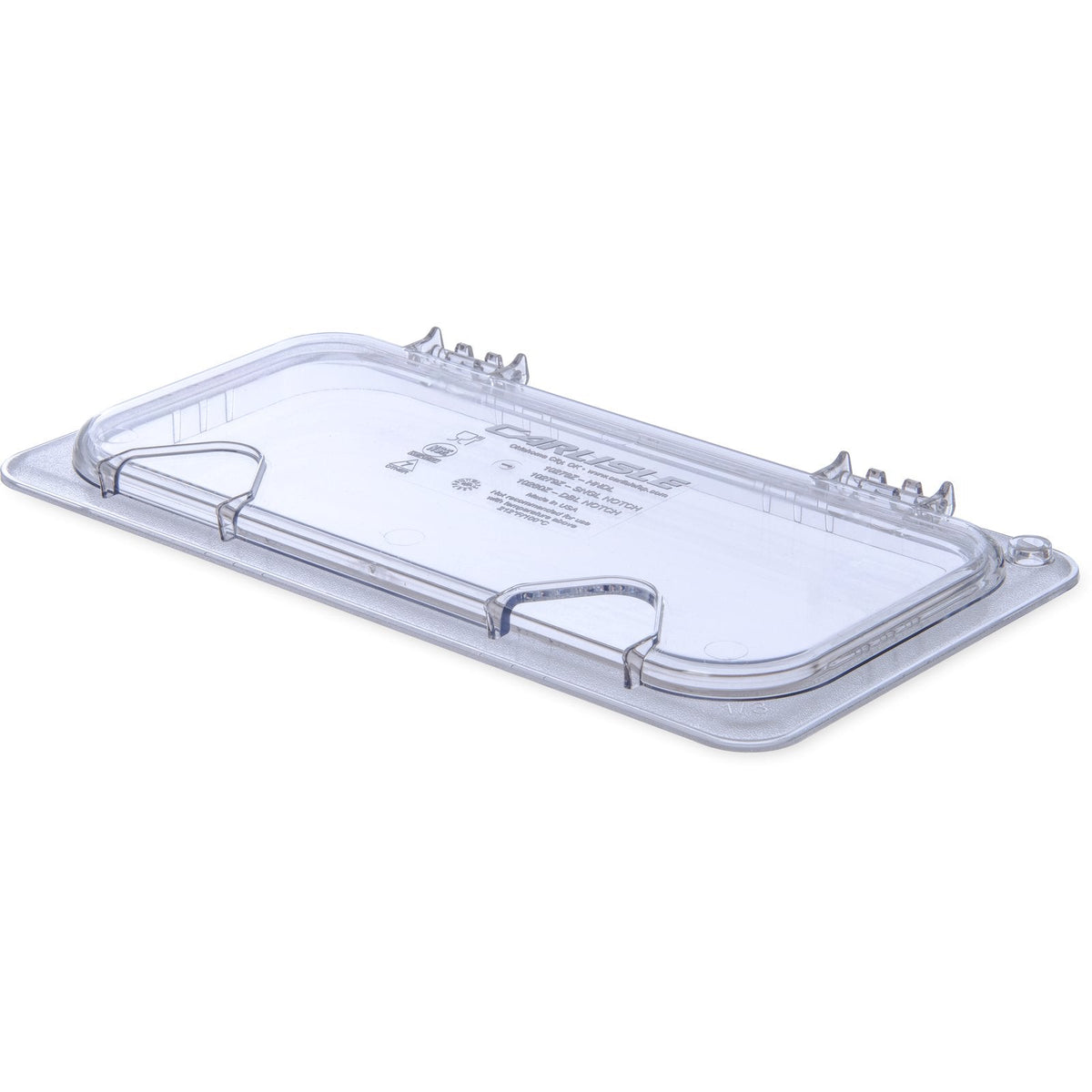 10279Z07 Carlisle StorPlus EZ Access Clear Polycarbonate 1/3 Hinged Lid with Handle, Single Notched 178mm x 324mm x 28mm - Whisk Hospitality - 10279z07
