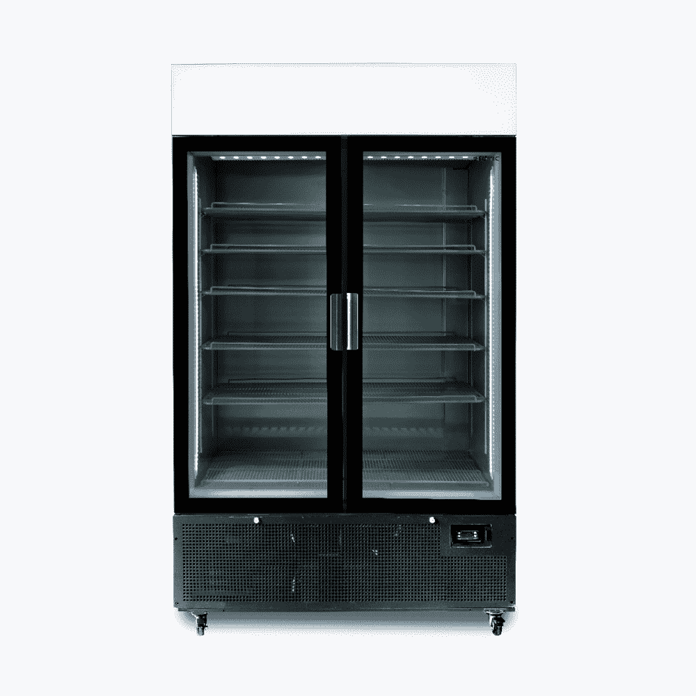 Bromic Upright Display Fridge - 1082L - 2 Door - Flat Glass - Lightbox - Black - Whisk Hospitality - GM1100LB-NR
