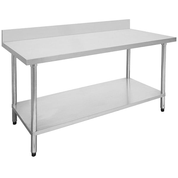 0300-7-WBB Economic 304 Grade Stainless Steel Table with splashback 300x700x900 - Whisk Hospitality - 0300-7-WBB