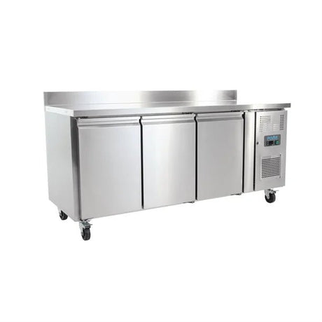Polar U - Series Triple Door Counter Fridge with Upstand - 417Ltr UA065 - A - Whisk Hospitality - UA065-A