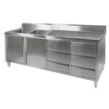 DSC - 2400L - H KITCHEN TIDY CABINET WITH DOUBLE LEFT SINKS - Whisk Hospitality - DSC-2400L-H