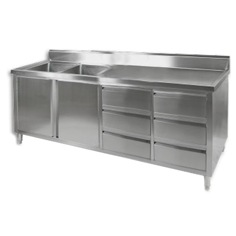 DSC - 2400L - H KITCHEN TIDY CABINET WITH DOUBLE LEFT SINKS - Whisk Hospitality - DSC-2400L-H
