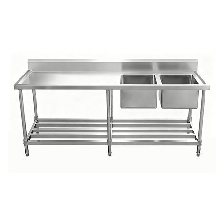 Work Bench - Double Sink with Pipe Undershelf - Right Sink / 700 / ASD-2470R - Whisk Hospitality - 622338