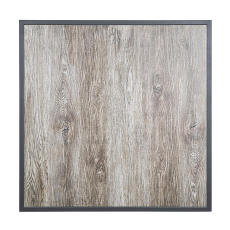 Bolero Wood Grain Effect Outdoor Fibre Glass Table Top Grey Trim - 700mm FU515 - Whisk Hospitality - FU515