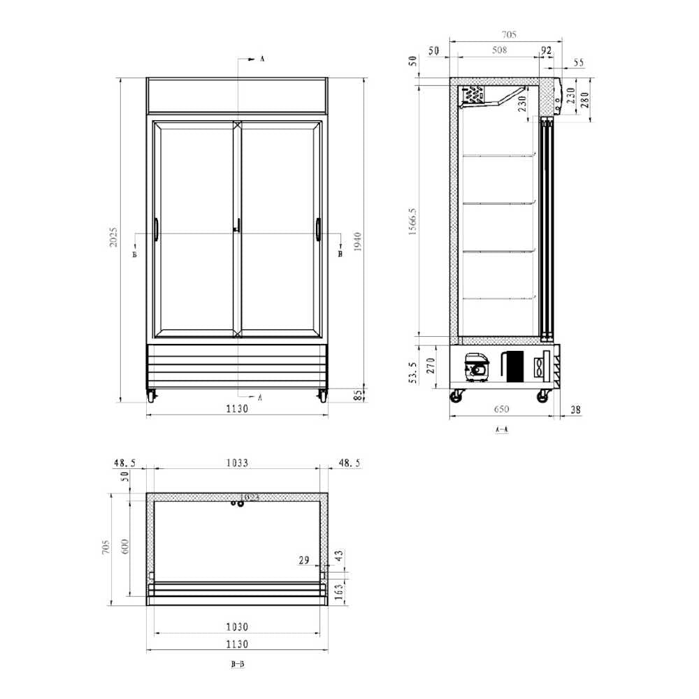 AG 1000L Double Sliding Door Upright Display Fridge - Glass Door CU1000TNG - SD - Whisk Hospitality - CU1000TNG-SD