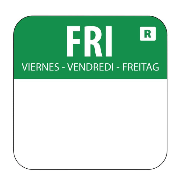 Hygiplas Day of the Week Removable Label Friday 1'' (Roll 1000) L935 - Whisk Hospitality - L935