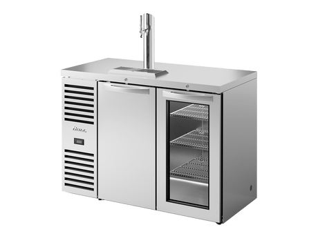 True Refrigeration Keg Chiller / Dispenser Stainless Steel Ext 1 Solid Swing Door + 1 Glass Swing Door - TDR48 - RISZ1 - L - S - SG - 2 - Whisk Hospitality - TDR48-RISZ1-L-S-SG-2