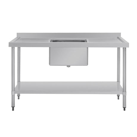 Vogue Single Bowl Sink Double Drainer - 1500mm x 700mm (90mm Drain) HC918 - Whisk Hospitality - HC918