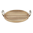 Olympia Round Dish Acacia Wood With Metal Handles - 345x305x80mm HX388 - Whisk Hospitality - HX388