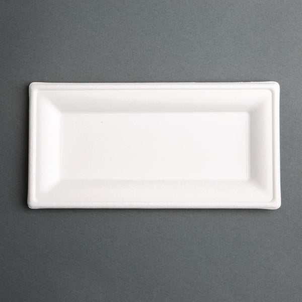 Fiesta Compostable Bagasse Rectangular Plate 258 x 130mm (Pack 50) FC539 - Whisk Hospitality - FC539