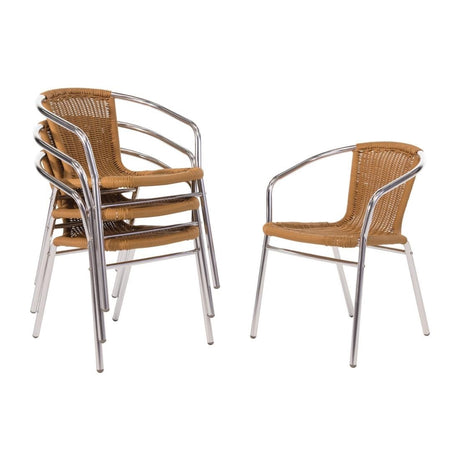 Bolero Natural Wicker Chair with Aluminium Frame (Pack 4) U422 - Whisk Hospitality - U422