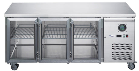 FED - X Three Glass Door Bench Fridge Stainless Steel - XUB7C18G3V - Whisk Hospitality - XUB7C18G3V