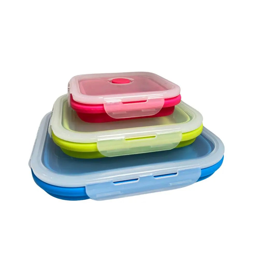 Pack and Stack Silicone Collapsible Food Containers – Square Jumbo 3 Piece Set – Mixed Sizes - Whisk Hospitality - KUV4