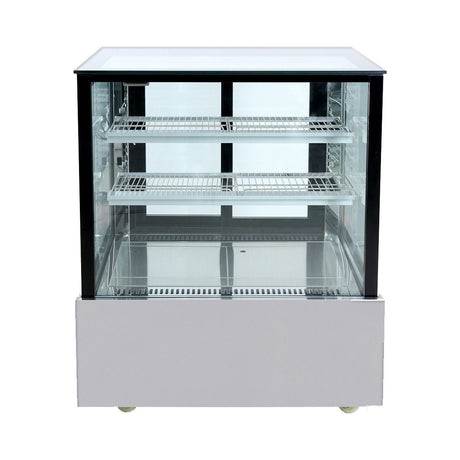 SSU90 - 2XB Black Trim Square Glass Cake Display 2 Shelves 900x700x1100 - Whisk Hospitality - SSU90-2XB