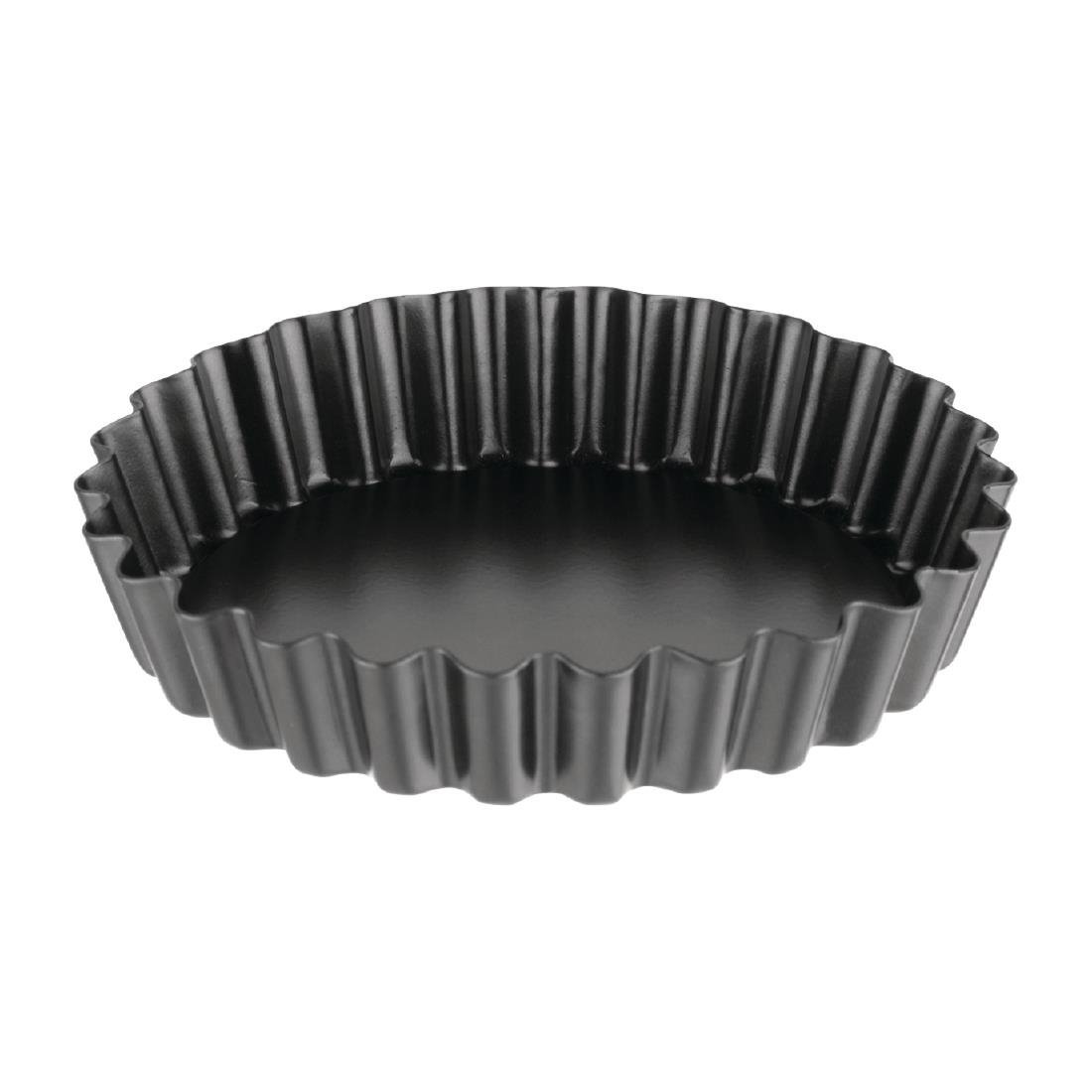 Vogue Non Stick Mini Fluted Quiche Tin - 100mm 4" (Pack 3) CW991 - Whisk Hospitality - CW991