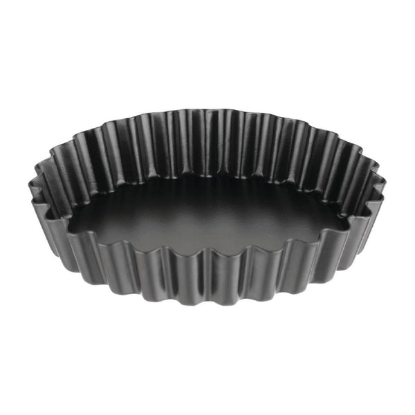 Vogue Non Stick Mini Fluted Quiche Tin - 100mm 4" (Pack 3) CW991 - Whisk Hospitality - CW991