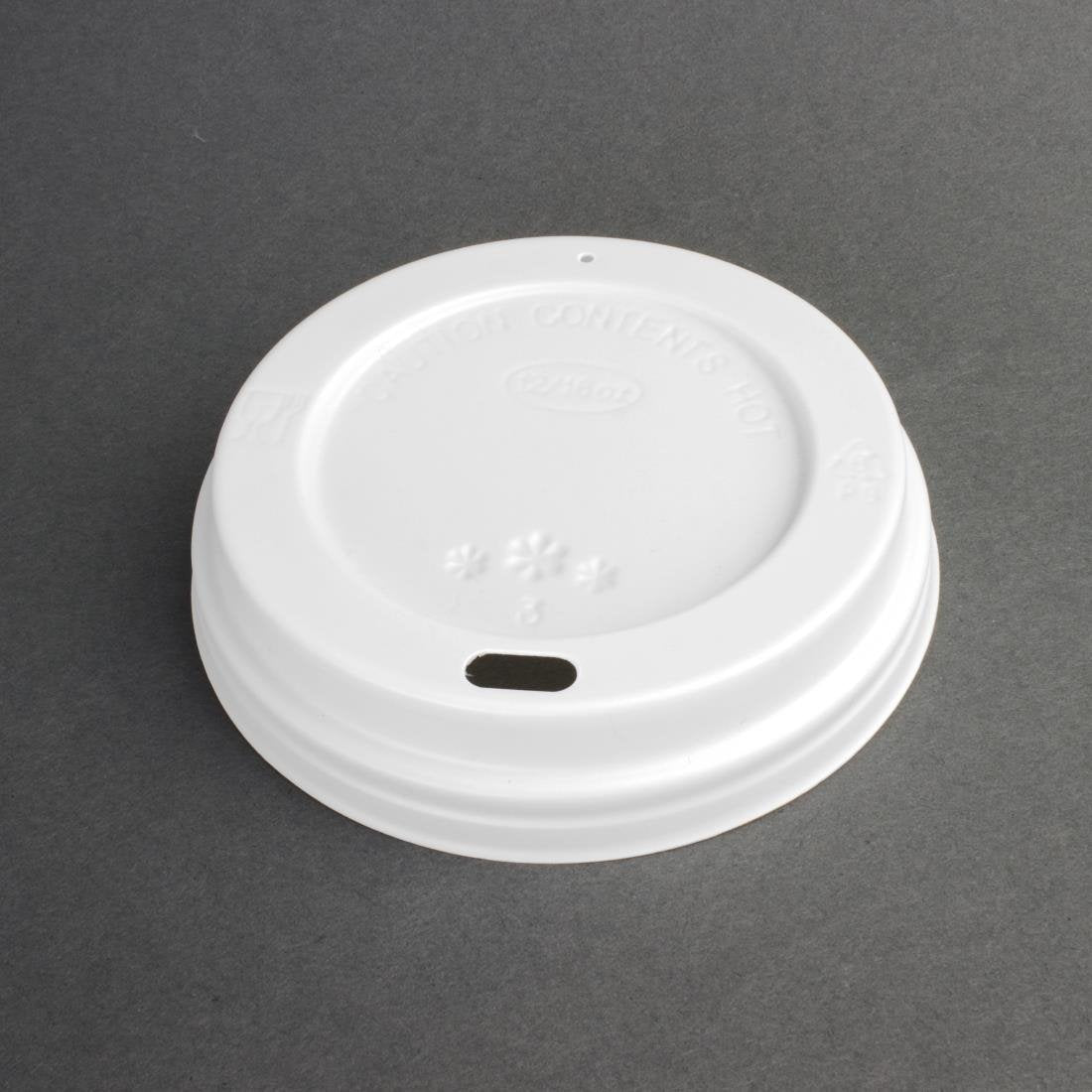 Fiesta Recyclable Lid for Hot Cups - White 340/455ml (Sleeve 50) CE264 - Whisk Hospitality - CE264