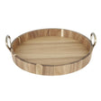 Olympia Round Tray Acacia Wood With Metal Handle - 440x405x100mm HX393 - Whisk Hospitality - HX393