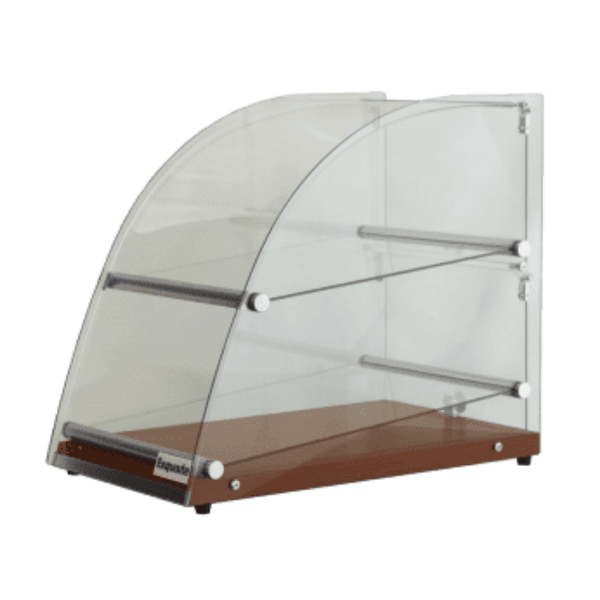 Exquisite Two Tiers Curved Ambient Cake Display – Elegant Walnut CD70-W - Whisk Hospitality - CD70-W