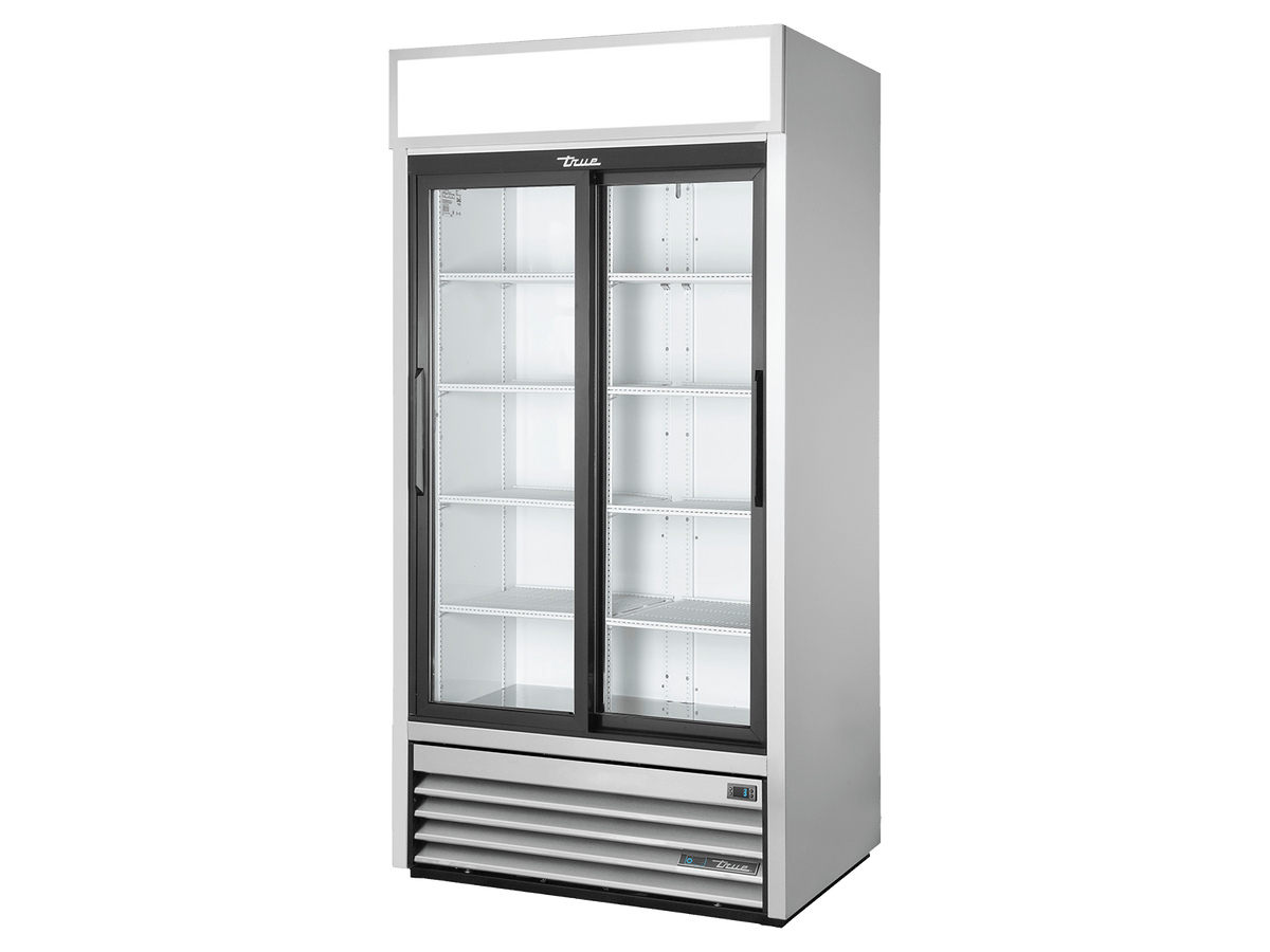 True Refrigeration Upright Retail Merchandiser Refrigerator 2 Full Glass Slide Doors - GDM - 33 - HC - LD - Whisk Hospitality - GDM-33-HC-LD