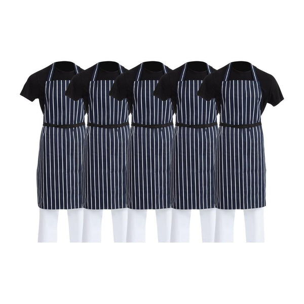 EDLP Whites Bib Apron Blue/White Butchers Stripe - A530 (Pack 5) SA820 - Whisk Hospitality - SA820