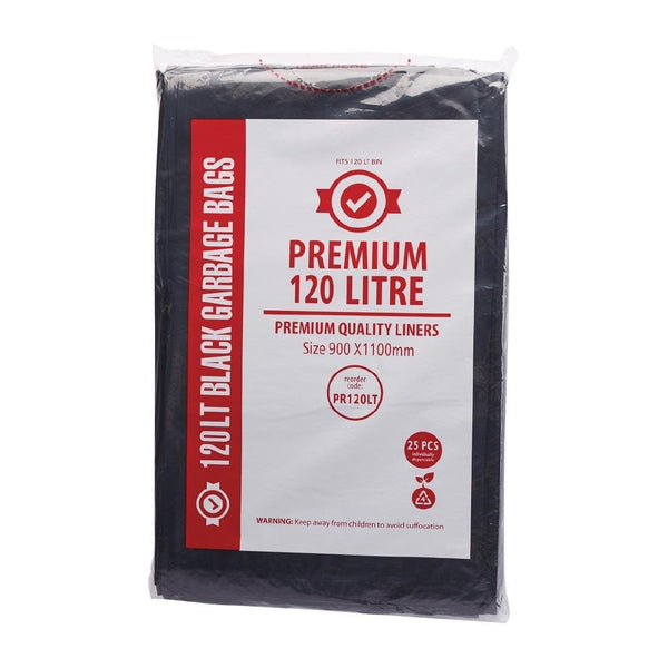 Jantex Premium Garbage Bag Black - 120Ltr (Box 25) FL880 - Whisk Hospitality - FL880