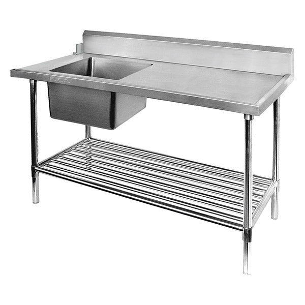 Left Inlet Single Sink Dishwasher Bench - SSBD7 - 1500L/A - Whisk Hospitality - SSBD7-1500L/A