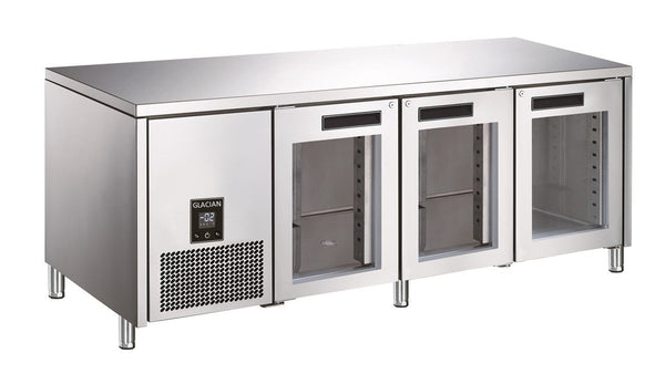 Glacian 3 Door Fridge 760mm Deep Glass Doors BCG72476 - Whisk Hospitality - BCG72476