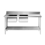 Left Inlet Double Sink Dishwasher Bench DSBD7 - 1800L/A - Whisk Hospitality - DSBD7-1800L/A