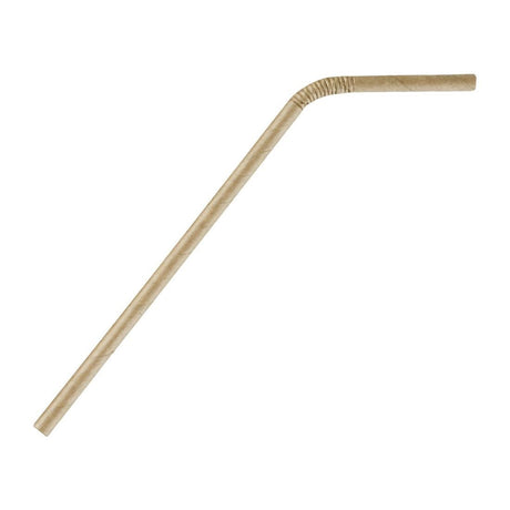 Fiesta Compostable Bendy Paper Straw Kraft - 210mm 6mm (Pack 250) FB141 - Whisk Hospitality - FB141